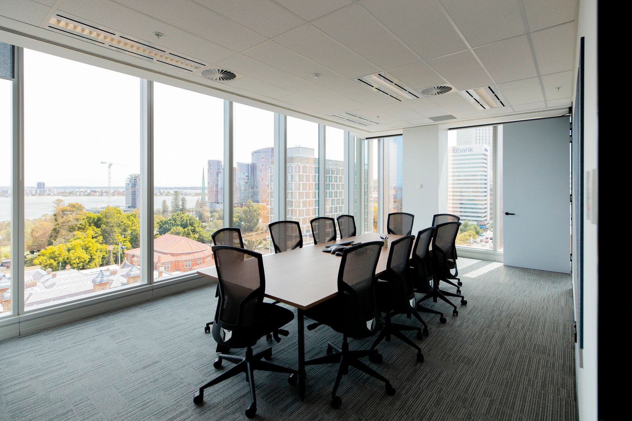 Boardroom with conference table and chairs